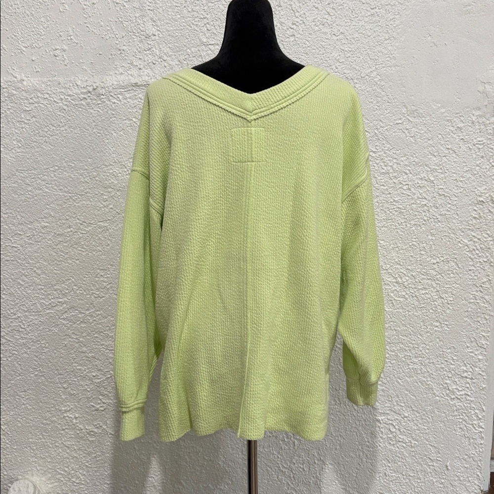 Aerie Wonder Textured V-Neck Sweatshirt Women’s Pullover Cozy Casual Sweater - Picture 9 of 9